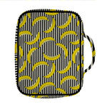 Black Striped Banana Pattern Print Front Pocket Bible Bag