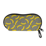 Black Striped Banana Pattern Print Glasses Case