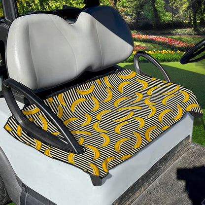 Black Striped Banana Pattern Print Golf Cart Seat Cover