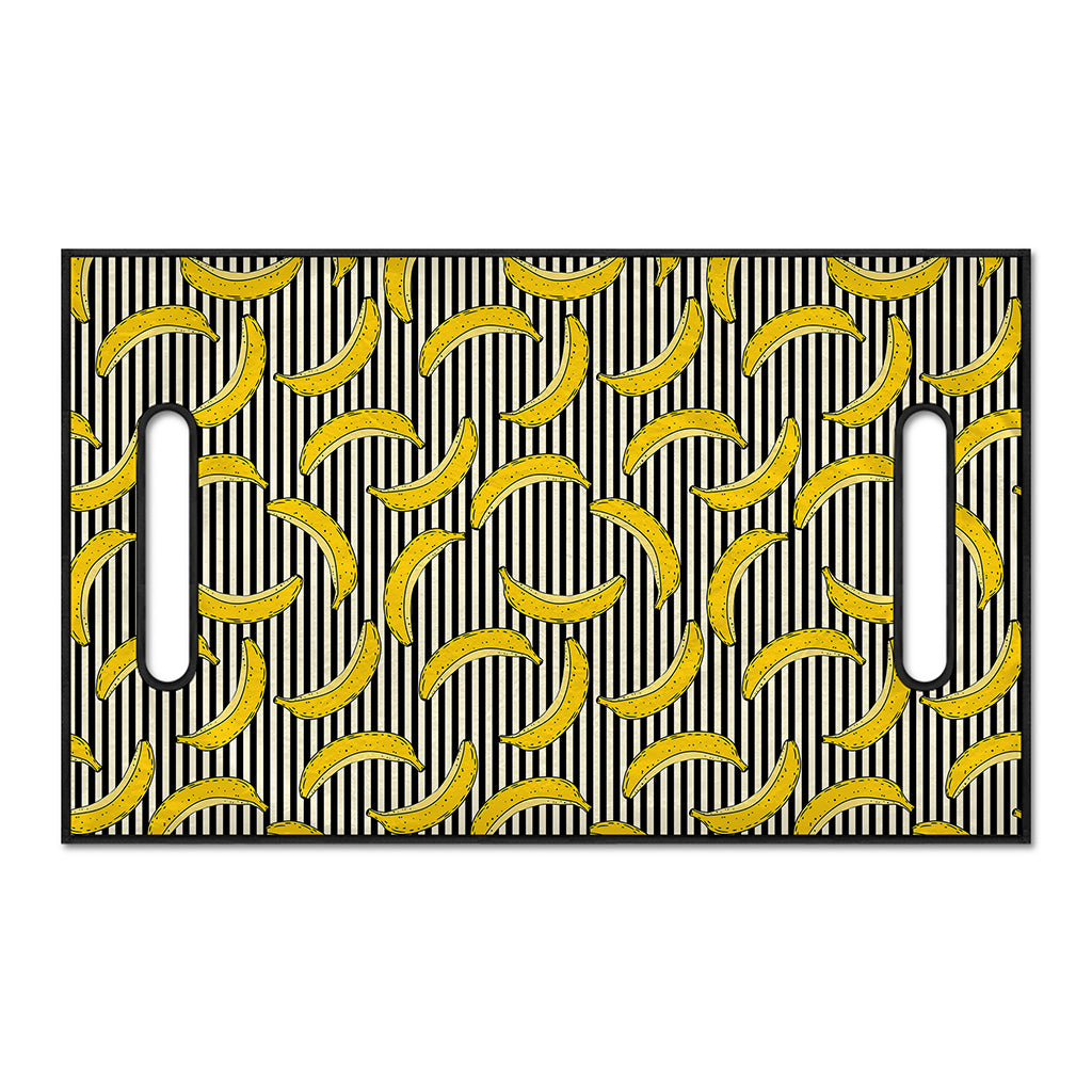 Black Striped Banana Pattern Print Golf Cart Seat Cover