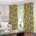 Black Striped Banana Pattern Print Grommet Curtains