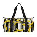 Black Striped Banana Pattern Print Gym Bag