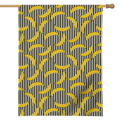 Black Striped Banana Pattern Print House Flag