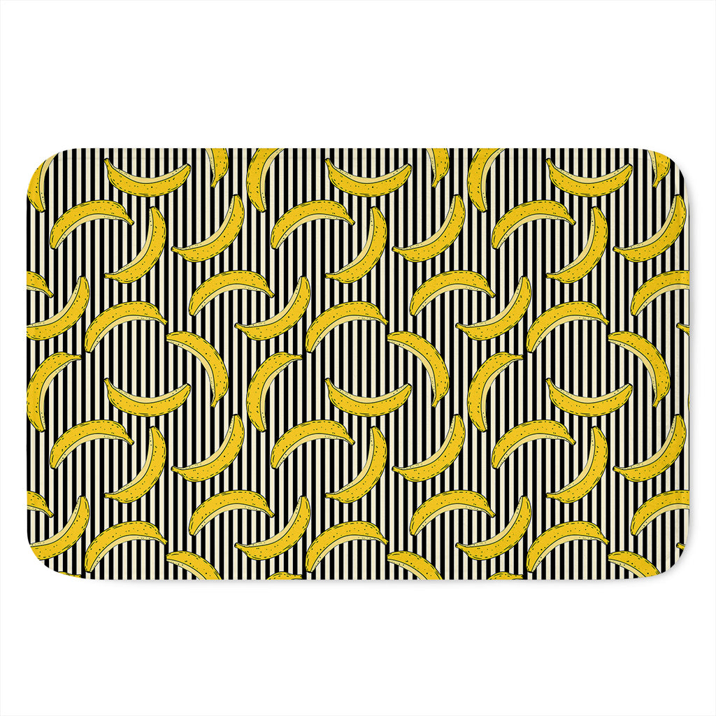 Black Striped Banana Pattern Print Indoor Door Mat