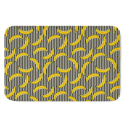 Black Striped Banana Pattern Print Indoor Door Mat