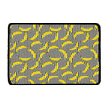 Black Striped Banana Pattern Print Kitchen Mat