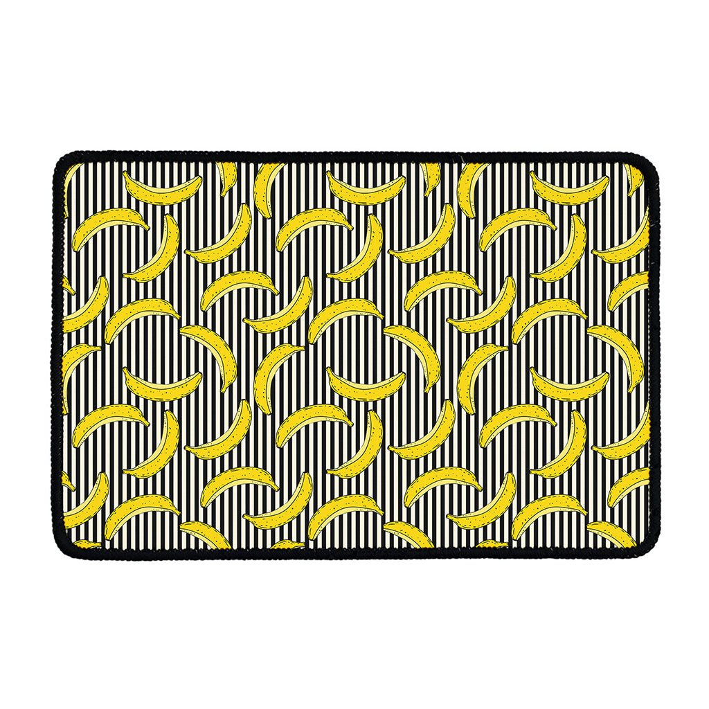 Black Striped Banana Pattern Print Kitchen Mat