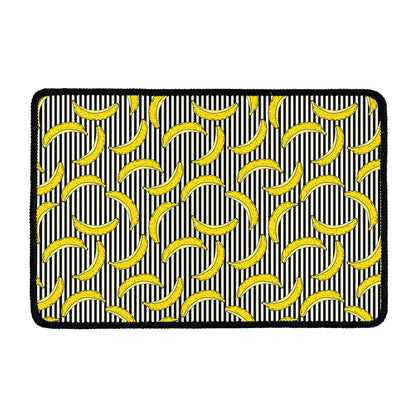Black Striped Banana Pattern Print Kitchen Mat