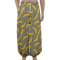 Black Striped Banana Pattern Print Lantern Pants