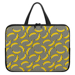 Black Striped Banana Pattern Print Laptop Sleeve With Handle