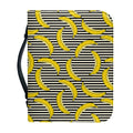 Black Striped Banana Pattern Print Leather Bible Cover