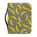 Black Striped Banana Pattern Print Leather Bible Cover