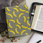Black Striped Banana Pattern Print Leather Bible Cover