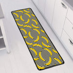 Black Striped Banana Pattern Print Long Kitchen Mat