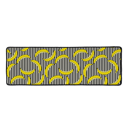 Black Striped Banana Pattern Print Long Kitchen Mat