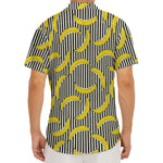 Black Striped Banana Pattern Print Men's Deep V-Neck Shirt