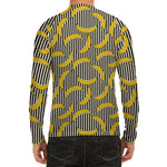 Black Striped Banana Pattern Print Men's Long Sleeve Rash Guard