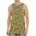 Black Striped Banana Pattern Print Men's Muscle Tank Top