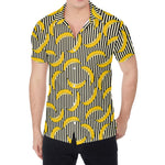 Black Striped Banana Pattern Print Men's Shirt
