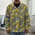 Black Striped Banana Pattern Print Men's Shirt Jacket