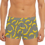 Black Striped Banana Pattern Print Men's Short Boxer Briefs