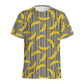 Black Striped Banana Pattern Print Men's Athletic T-Shirt