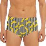Black Striped Banana Pattern Print Men's Triangle Swim Briefs