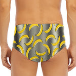Black Striped Banana Pattern Print Men's Triangle Swim Briefs