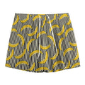 Black Striped Banana Pattern Print Mesh Shorts