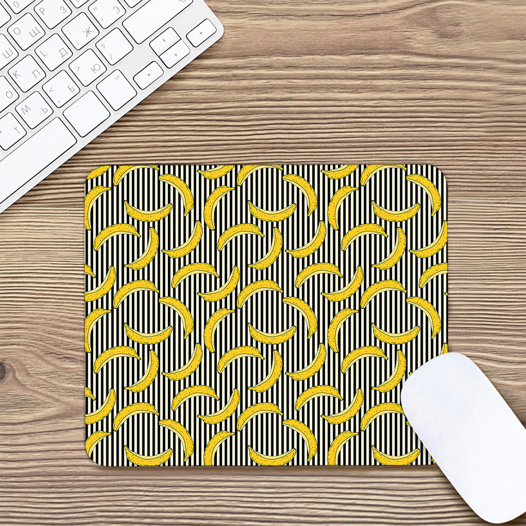 Black Striped Banana Pattern Print Mouse Pad