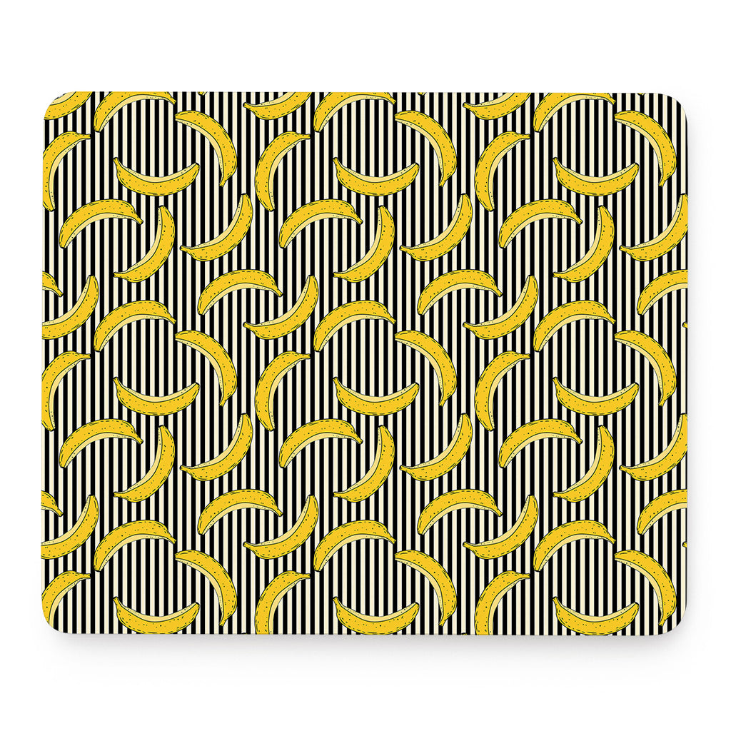Black Striped Banana Pattern Print Mouse Pad