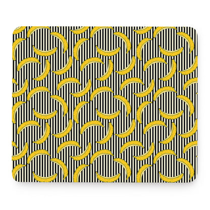 Black Striped Banana Pattern Print Mouse Pad
