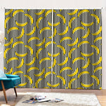 Black Striped Banana Pattern Print Pencil Pleat Curtains