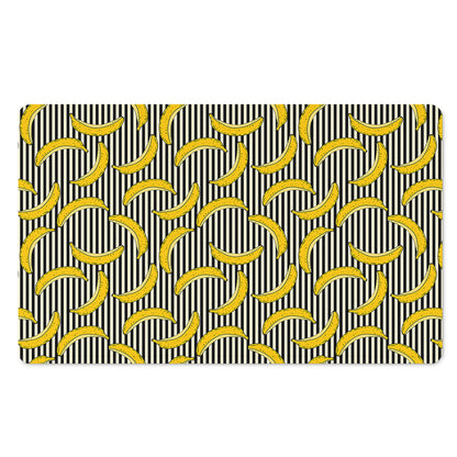 Black Striped Banana Pattern Print Polyester Doormat