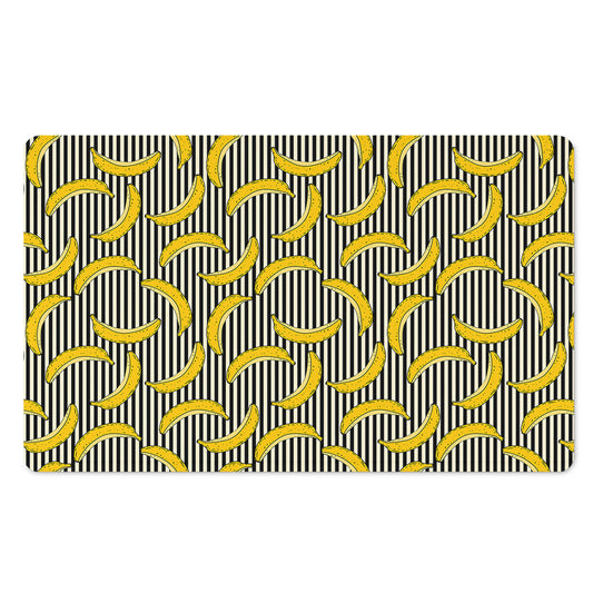 Black Striped Banana Pattern Print Polyester Doormat