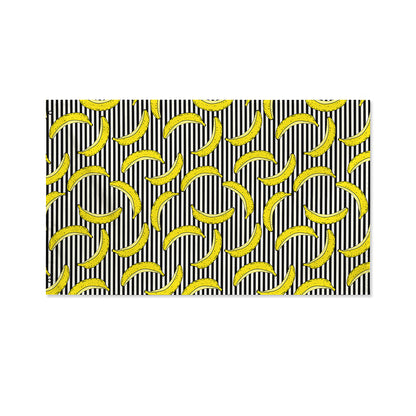 Black Striped Banana Pattern Print Polyester Flag