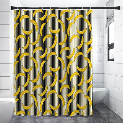 Black Striped Banana Pattern Print Premium Shower Curtain