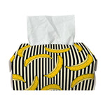 Black Striped Banana Pattern Print Rectangle Tissue Box Cover