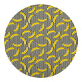 Black Striped Banana Pattern Print Round Blanket