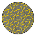 Black Striped Banana Pattern Print Round Floor Mat