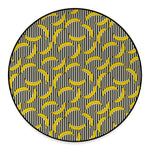 Black Striped Banana Pattern Print Round Floor Mat