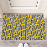 Black Striped Banana Pattern Print Rubber Doormat