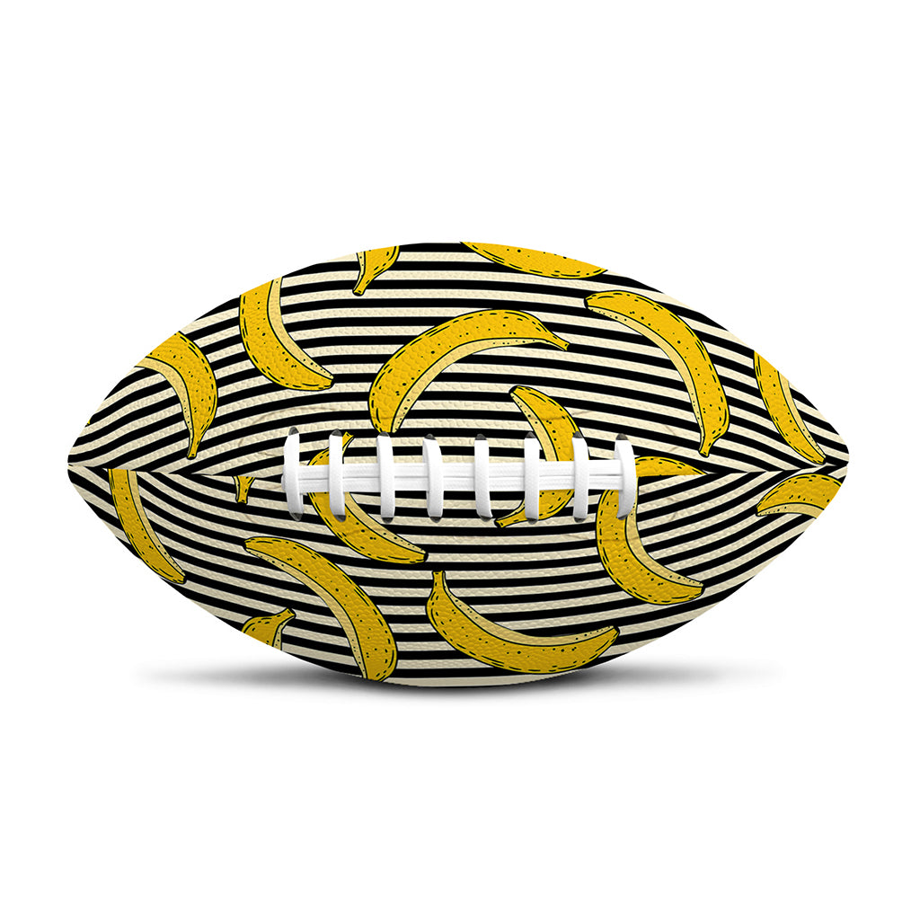 Black Striped Banana Pattern Print Rugby Ball