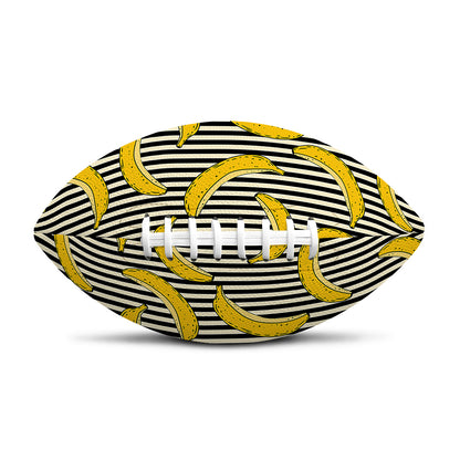 Black Striped Banana Pattern Print Rugby Ball