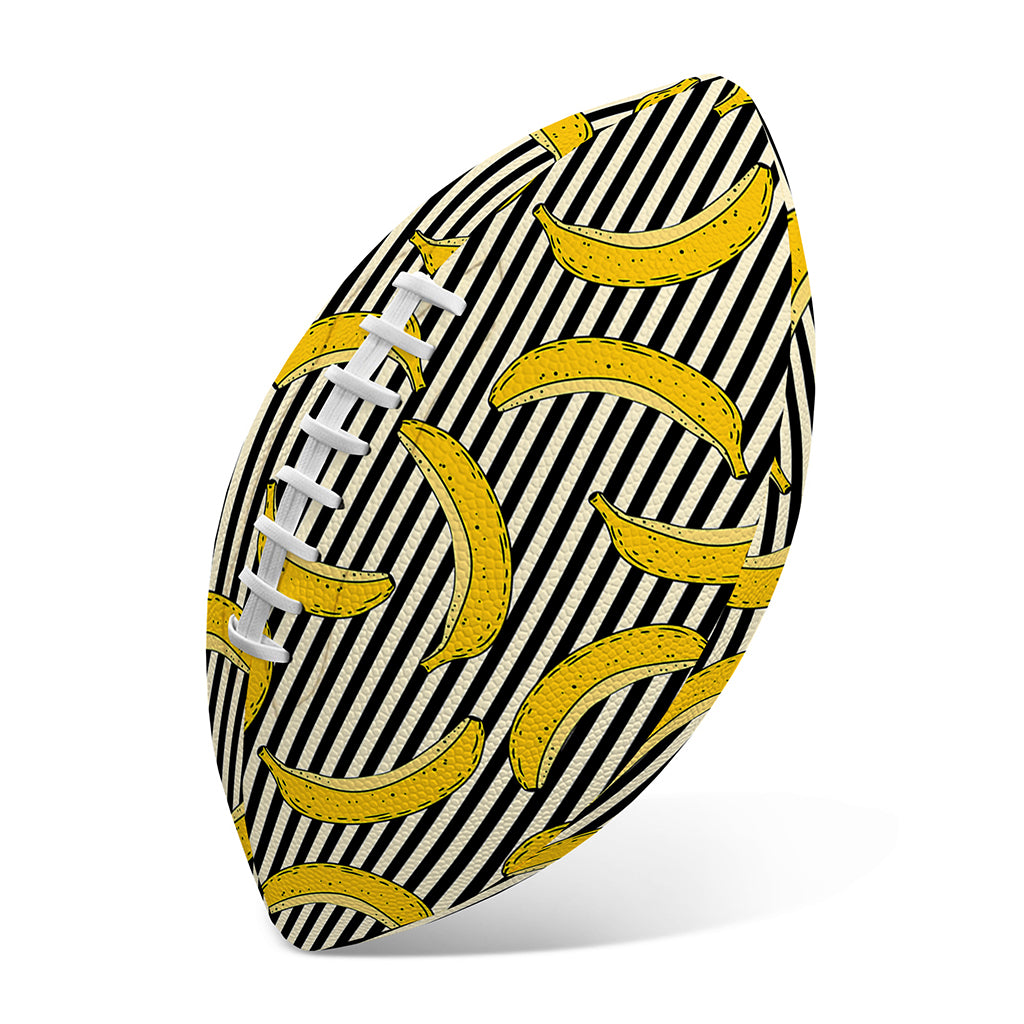 Black Striped Banana Pattern Print Rugby Ball