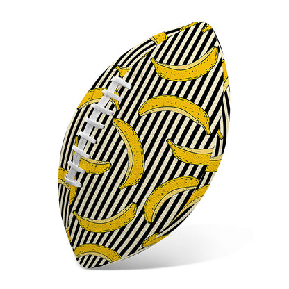 Black Striped Banana Pattern Print Rugby Ball