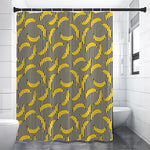 Black Striped Banana Pattern Print Shower Curtain