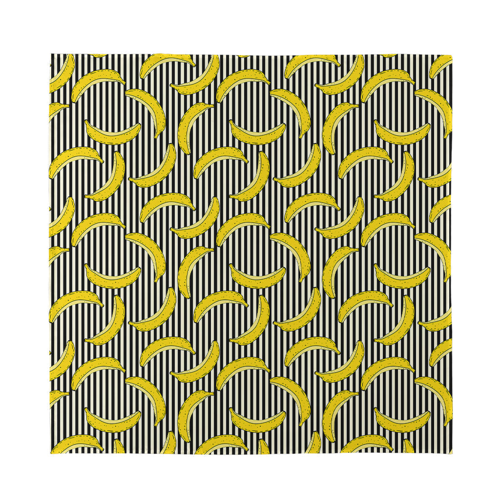 Black Striped Banana Pattern Print Silk Bandana