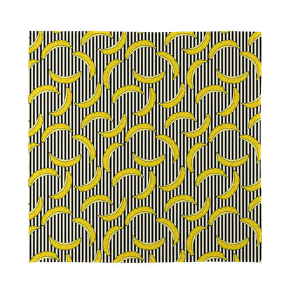 Black Striped Banana Pattern Print Silk Bandana