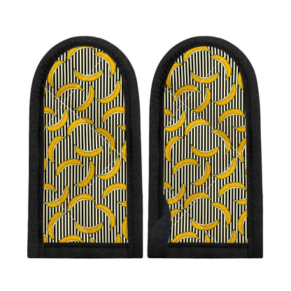 Black Striped Banana Pattern Print Skillet Handle Cover